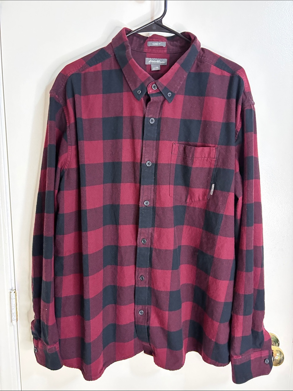 Eddie Bauer Red and Black Buffalo Plaid Button-Down Shirt